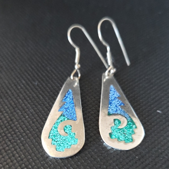 Jewelry - Sterling Inlaid Turqouise And Lapis Earrings